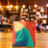 Vrouwen denken aan hedendaagse kunst schilderen tote bag