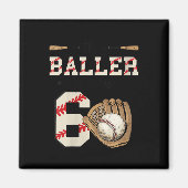 Vrouwen Deze Baller Is Nu 6 Verjaardag Baseball Bd Magneet (Voorkant)