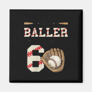 Vrouwen Deze Baller Is Nu 6 Verjaardag Baseball Bd Magneet