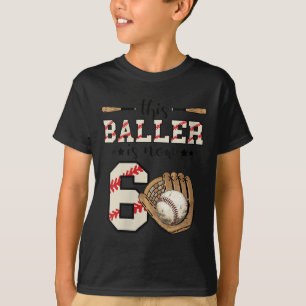 Vrouwen Deze Baller Is Nu 6 Verjaardag Baseball Bd T-shirt