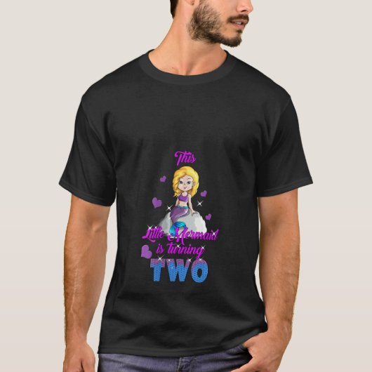 Vrouwen Deze kleine zeemeermin wordt twee 2 jaar T-shirt (Voorkant)