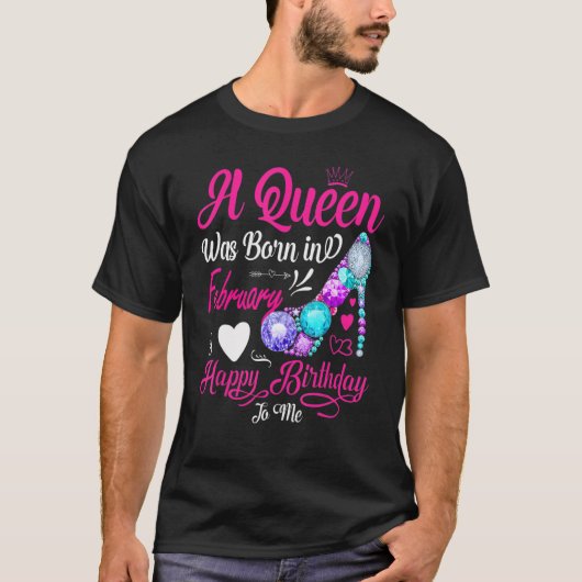 Vrouwen Deze koningin werd in februari gelukkig ge T-shirt (Voorkant)