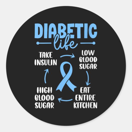 Vrouwen Diabetisch Leven Lage Bloedsuiker Eet Voll Ronde Sticker (Voorkant)