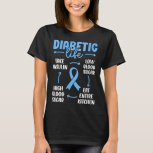 Vrouwen Diabetisch Leven Lage Bloedsuiker Eet Voll T-shirt