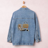 Vrouwen Diamant Hoge Hak & Crystal Handtas Art Denim Jacket (Hangar)