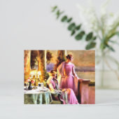 vrouwen die aan tafel zitten briefkaart (Staand voorkant)