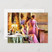 vrouwen die aan tafel zitten briefkaart (Voorkant / Achterkant)