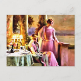 vrouwen die aan tafel zitten briefkaart