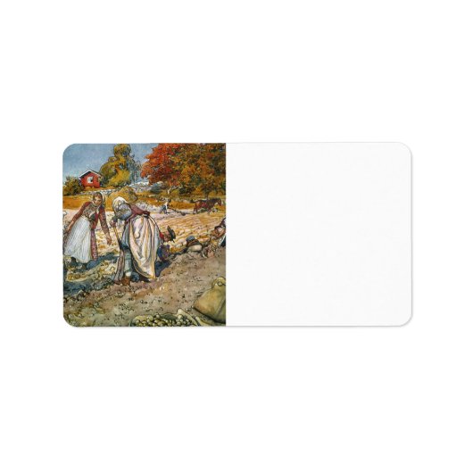 Vrouwen die aardappelen graven etiket (Voorkant)