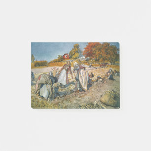 Vrouwen die aardappelen graven post-it® notes