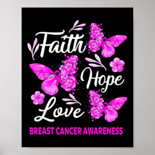 Vrouwen die borstkanker herkennen Faith Hope Love  Poster