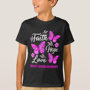 Vrouwen die borstkanker herkennen Faith Hope Love T-shirt