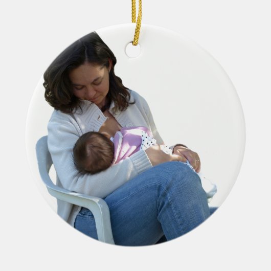 Vrouwen die borstvoeding geven keramisch ornament (Voorkant)