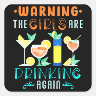 Vrouwen die Cocktail-alcoholische alcoholhoudende  Vierkante Sticker