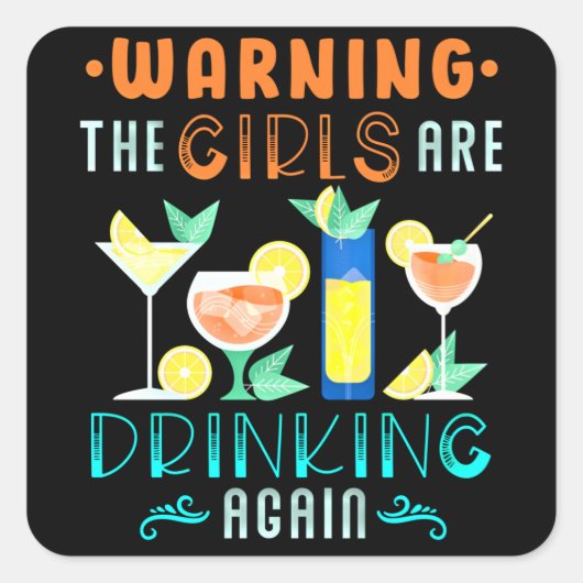 Vrouwen die Cocktail-alcoholische alcoholhoudende  Vierkante Sticker (Voorkant)