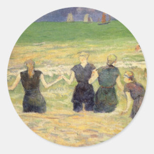 Vrouwen die Dieppe vangen door Paul Gauguin Ronde Sticker