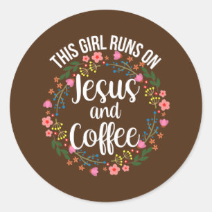 Vrouwen die dit meisje op Jezus en koffie grappig  Ronde Sticker