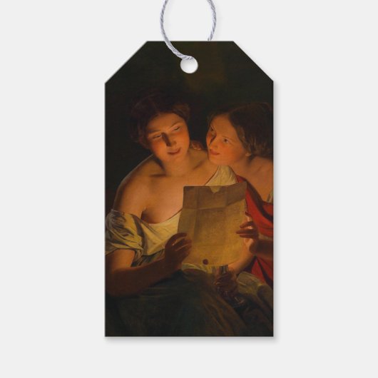 Vrouwen die een liefdesbrief lezen (door Waldmülle Cadeaulabel (Voorkant)