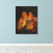 Vrouwen die een liefdesbrief lezen (door Waldmülle Canvas Afdruk (Insitu (Houten vloer))