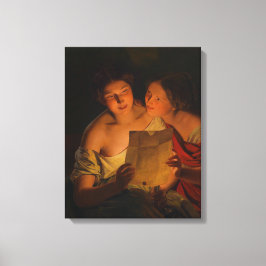 Vrouwen die een liefdesbrief lezen (door Waldmülle Canvas Afdruk