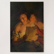 Vrouwen die een liefdesbrief lezen (door Waldmülle