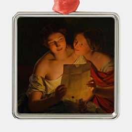 Vrouwen die een liefdesbrief lezen (door Waldmülle Metalen Ornament