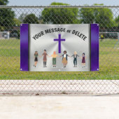  vrouwen die handen houden en dwarbanner spandoek (Insitu)