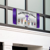  vrouwen die handen houden en dwarbanner spandoek (Buitenkant Gebouw)