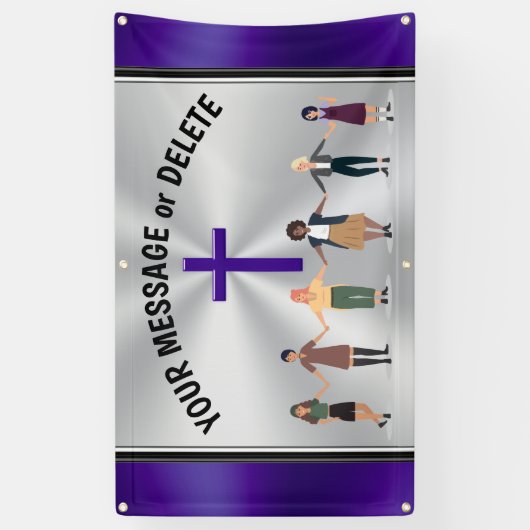 vrouwen die handen houden en dwarbanner spandoek (Verticaal)