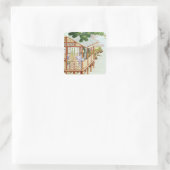 Vrouwen die huishoudelijk werk verrichten vierkante sticker (Tas)