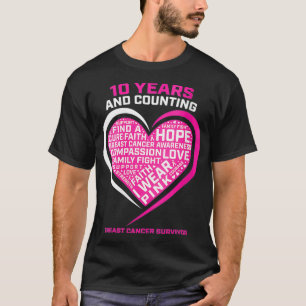 Vrouwen die ik 10 jaar roze borstkankeroverlevende t-shirt