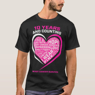 Vrouwen die ik 10 jaar roze borstkankeroverlevende t-shirt