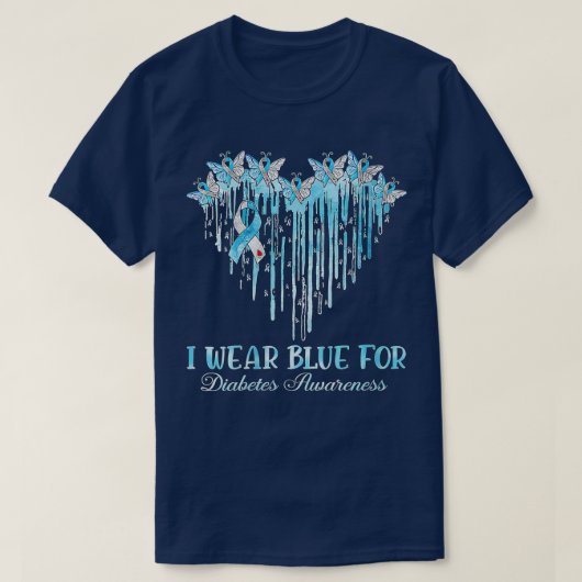 Vrouwen die ik blauw Draag heb voor Diabetes Aware T-shirt (Design voorkant)