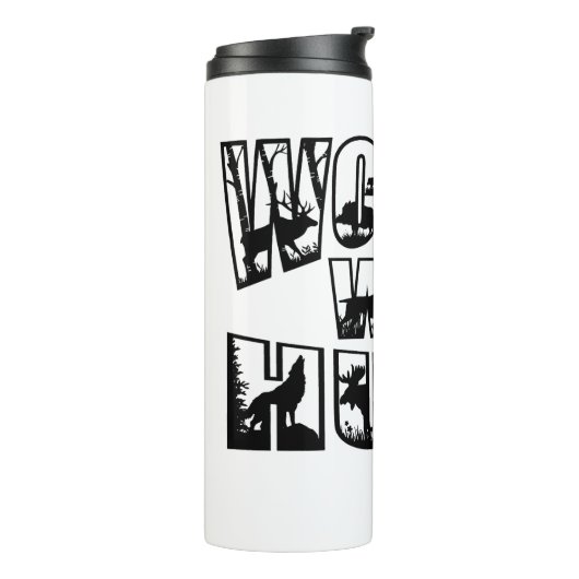 Vrouwen die jagen Thermal Tumbler w / Black Logo Thermosbeker (Gedraaid links)