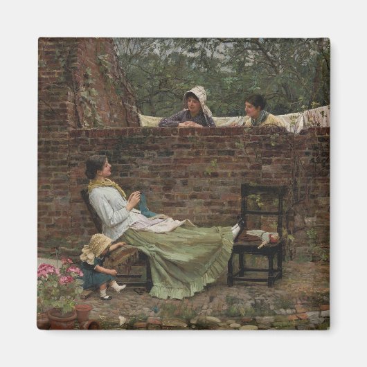 Vrouwen die kletsen over de tuinmuur (roddelen) magneet (Voorkant)