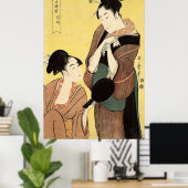 Vrouwen die met de spiegel spelen poster (Thuiskantoor)