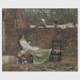 Vrouwen die over de tuinmuur kletsen (roddel) cadeaupapier