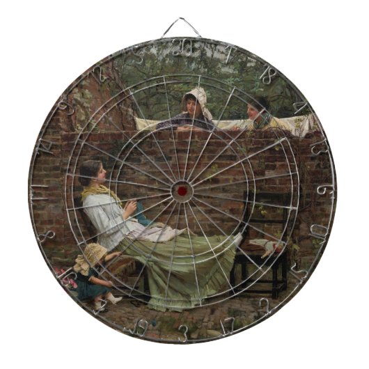 Vrouwen die over de tuinmuur kletsen (roddel) dartbord (Voorkant)