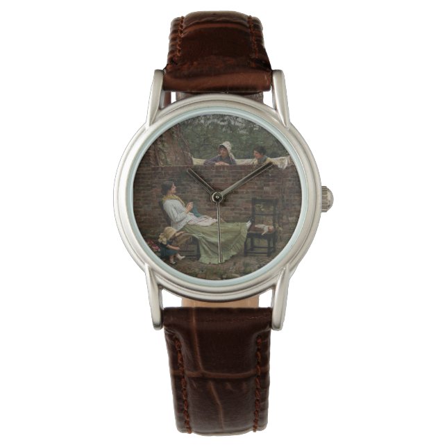 Vrouwen die over de tuinmuur kletsen (roddel) horloge (Voorkant)