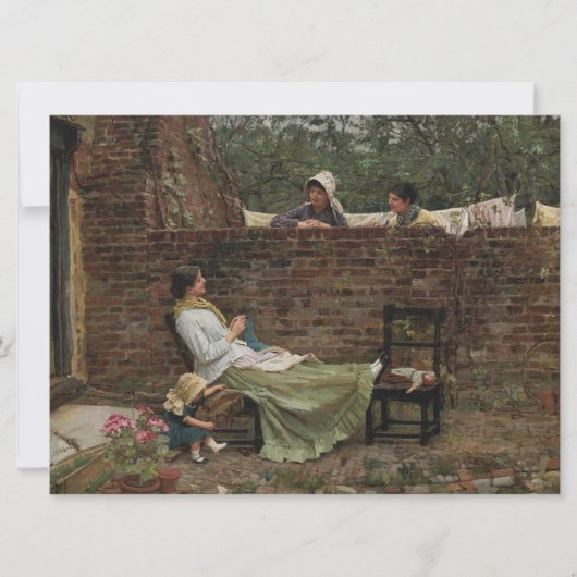 Vrouwen die over de tuinmuur kletsen (roddel) kaart (Voorkant)
