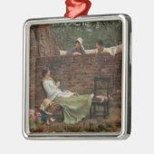 Vrouwen die over de tuinmuur kletsen (roddel) metalen ornament (Links)