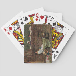 Vrouwen die over de tuinmuur kletsen (roddel) pokerkaarten