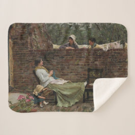 Vrouwen die over de tuinmuur kletsen (roddel) sherpa deken