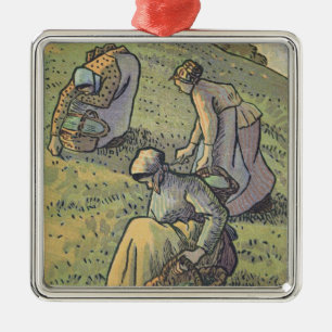 Vrouwen die paddenstoelen verzamelen uit de "Trava Metalen Ornament