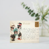  vrouwen die Petten dragen met handschrift Frans Briefkaart (Staand voorkant)