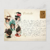 vrouwen die Petten dragen met handschrift Frans Briefkaart (Voorkant)