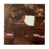 Vrouwen die Piano Gift Box spelen Tegeltje (Voorkant)