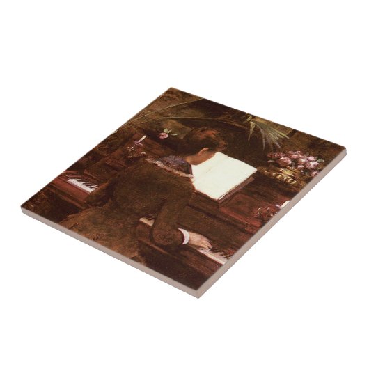 Vrouwen die Piano Gift Box spelen Tegeltje (Zijkant)