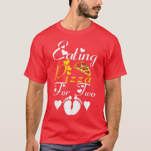 Vrouwen die Pizza eten voor twee grappige zwangers T-shirt