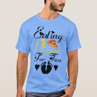 Vrouwen die Pizza eten voor twee grappige zwangers T-shirt